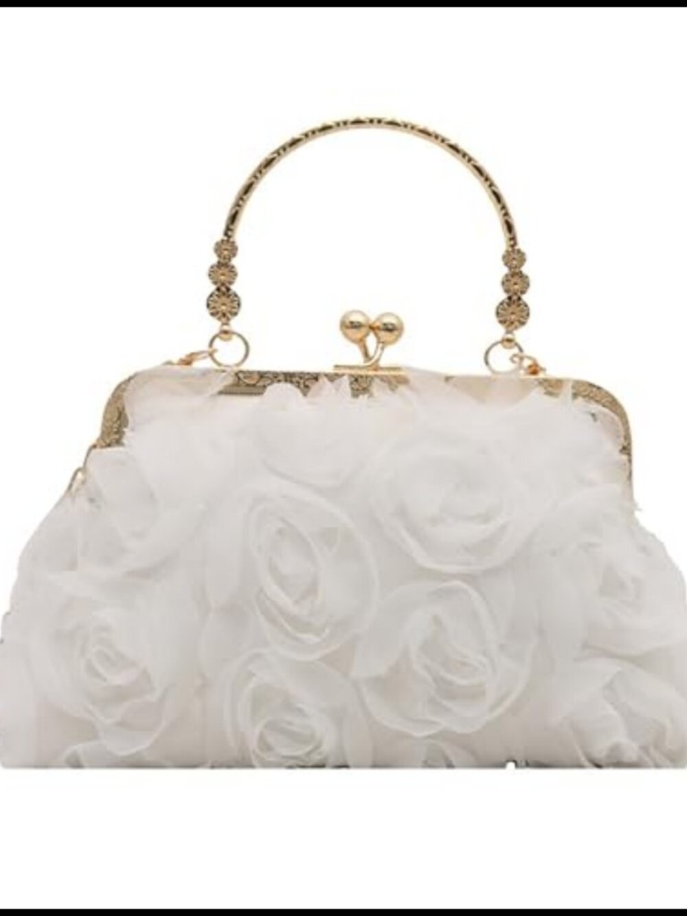 Floral Clutch Kiss Lock Evening Bag 3D Flower Purse with Chain
